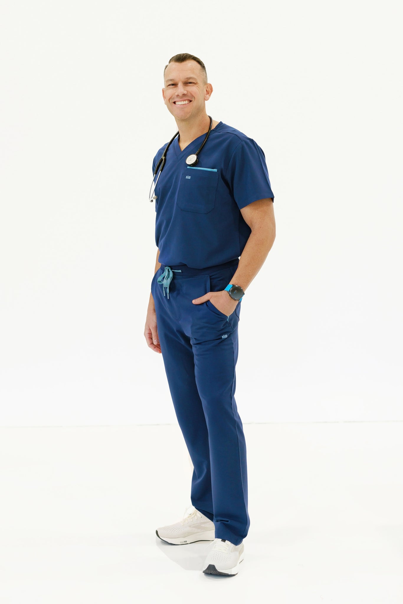 Classic navy scrub pant for men, offering a professional look with lasting comfort and durability.