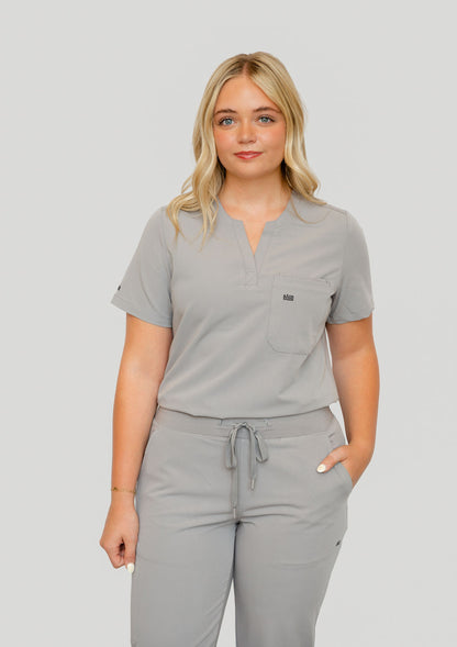 Women Crew Neck Scrub Top (Gray)