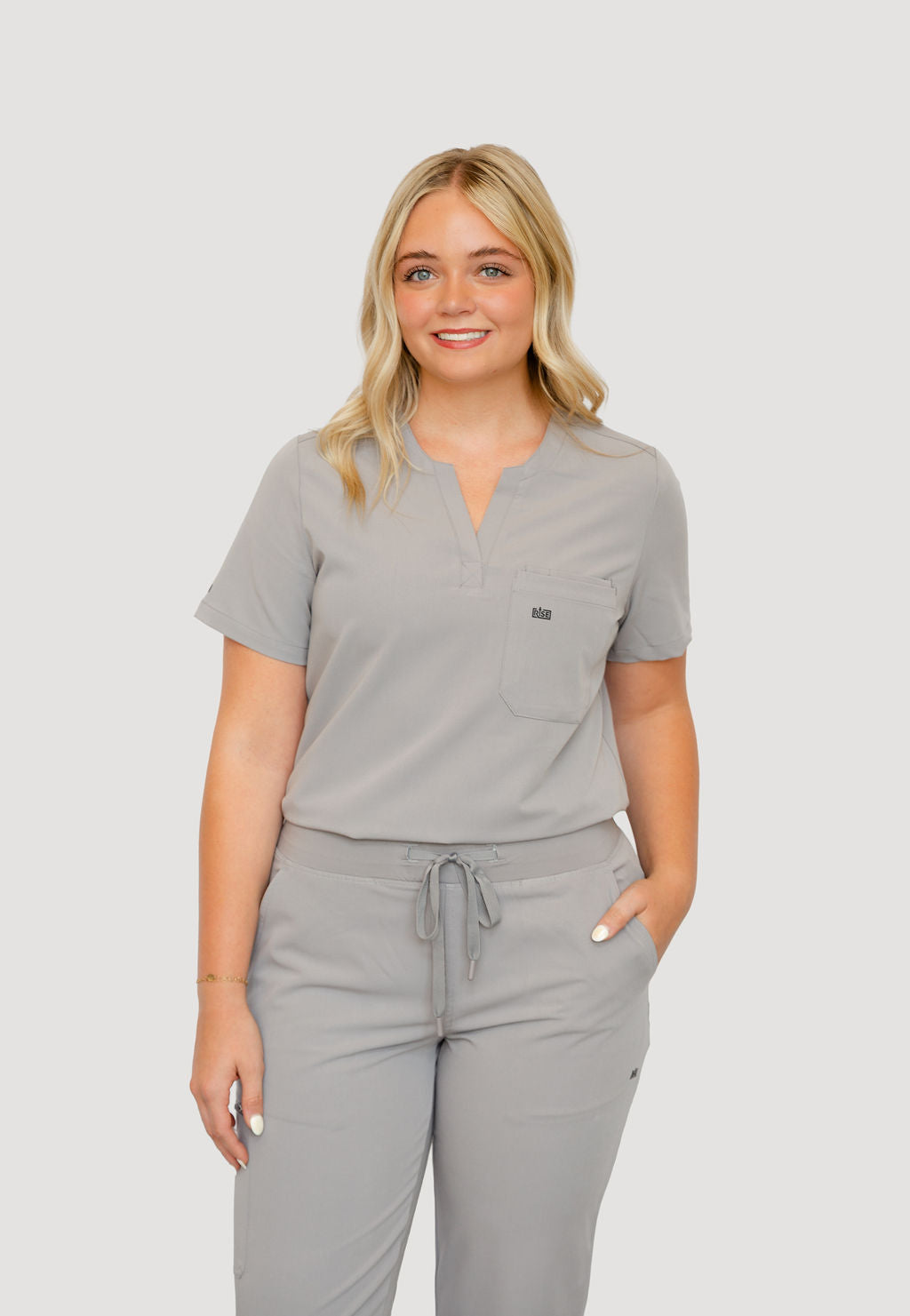 Women Crew Neck Scrub Top (Gray)