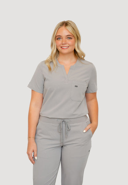 Women Crew Neck Scrub Top (Gray)