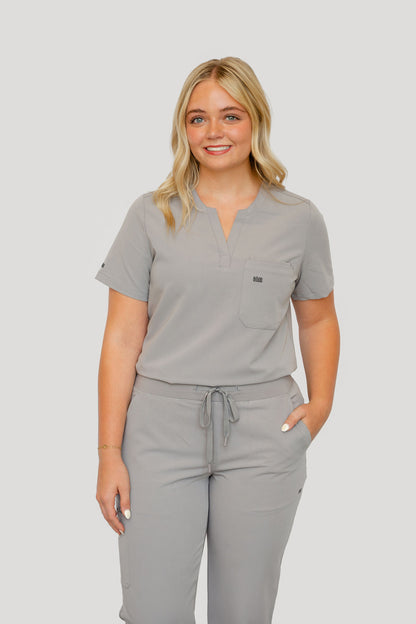 Women Crew Neck Scrub Top (Gray)
