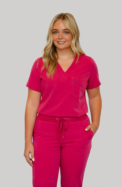 Women V-Neck Scrub Top (Pink)