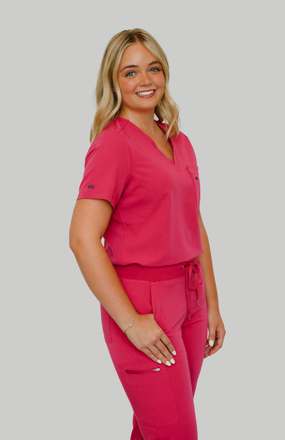 Women V-Neck Scrub Top (Pink)