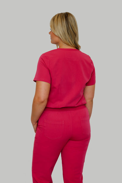 Women V-Neck Scrub Top (Pink)