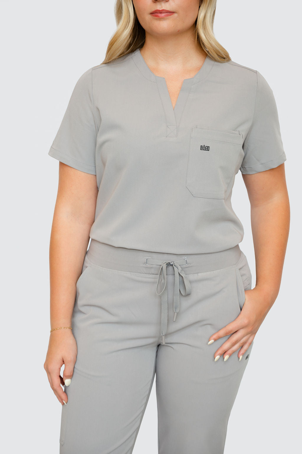 Women Crew Neck Scrub Top (Gray)