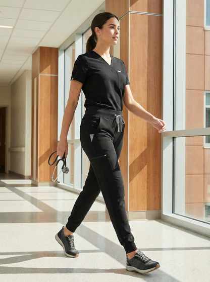 Women High Waist Jogger Scrub Pant (Black)