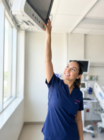 Women Crew Neck Scrub Top (Navy)