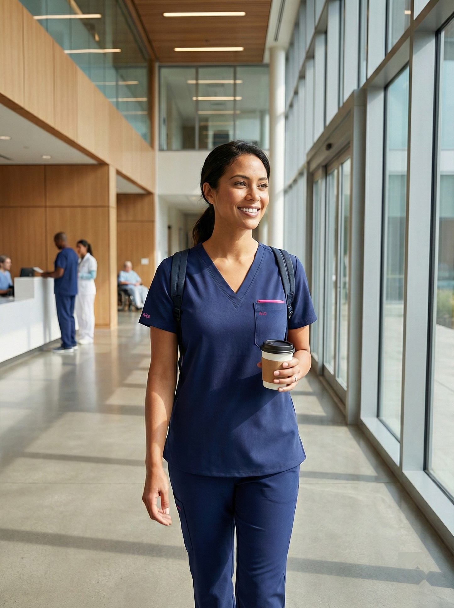 Women V-Neck Scrub Top (Navy)