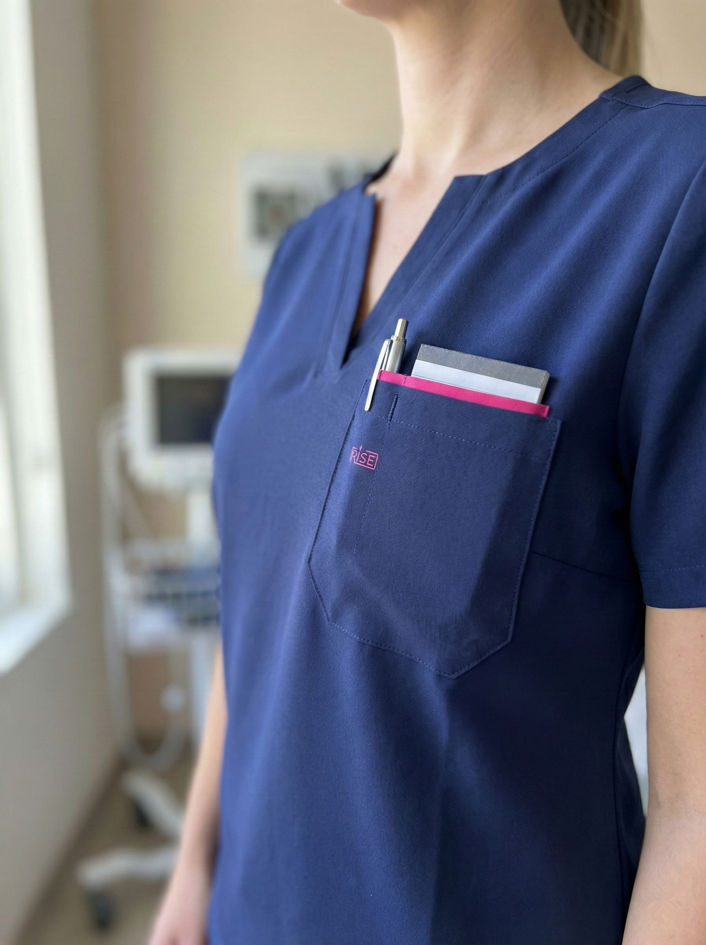 Women Crew Neck Scrub Top (Navy)