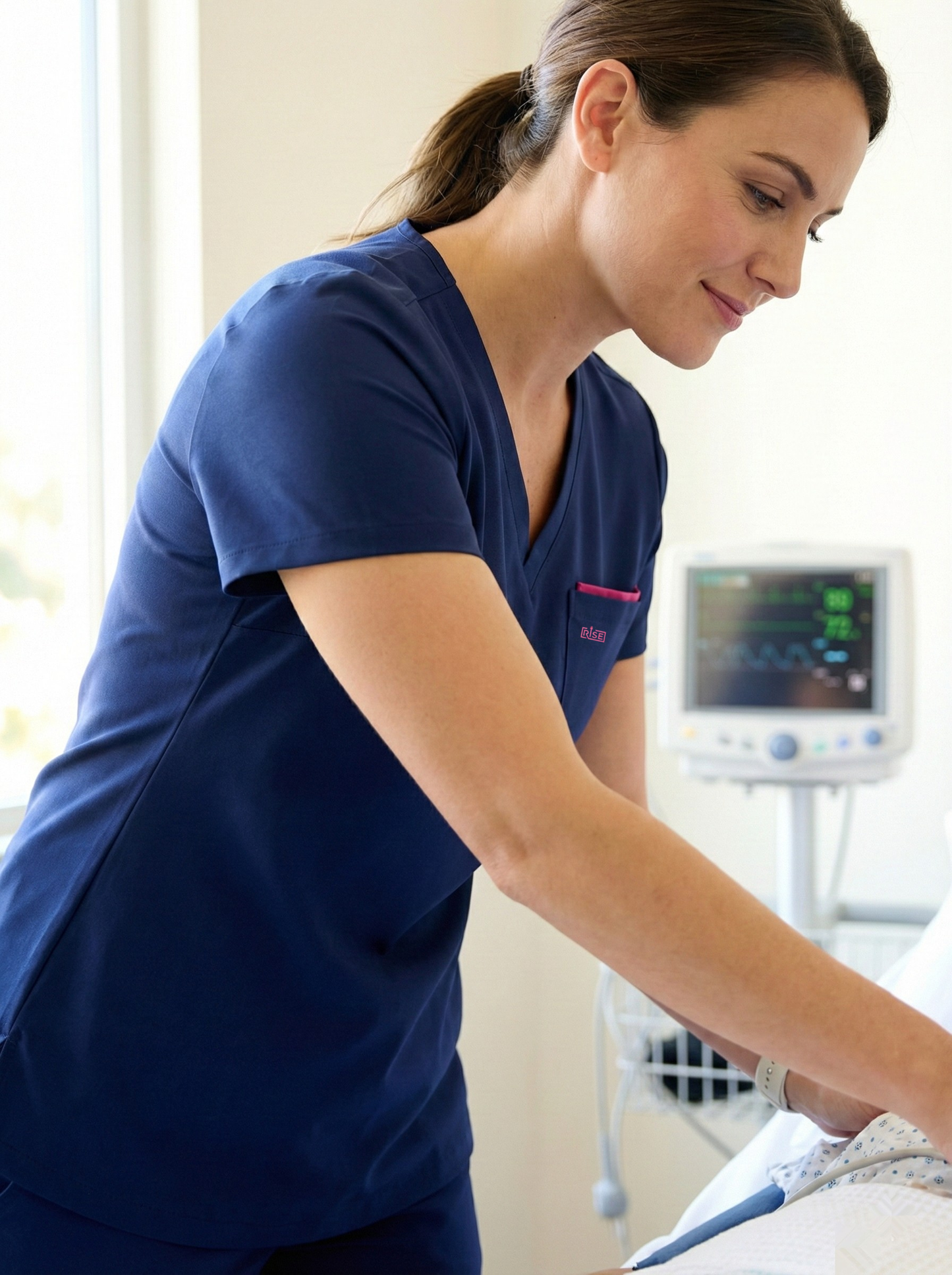Women V-Neck Scrub Top (Navy)