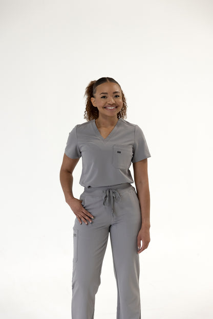 Women V-Neck Scrub Top (Gray)
