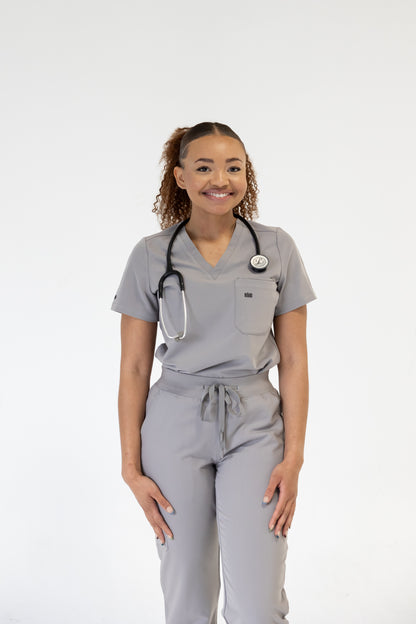 Women V-Neck Scrub Top (Gray)