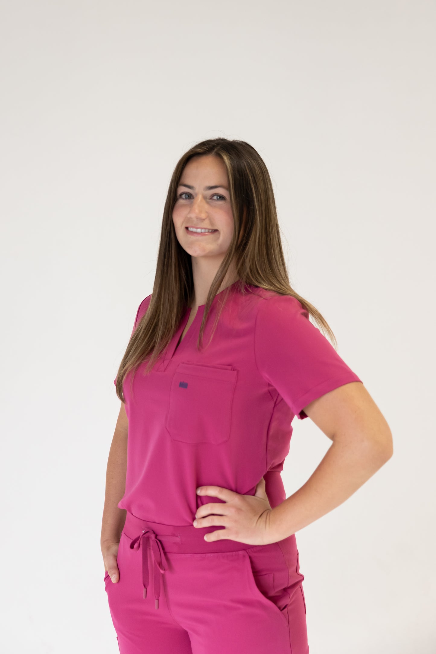 Women Crew Neck Scrub Top (Pink)