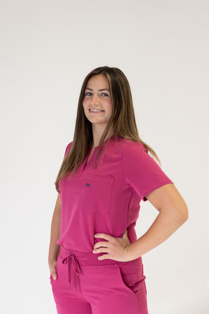 Women Crew Neck Scrub Top (Pink)