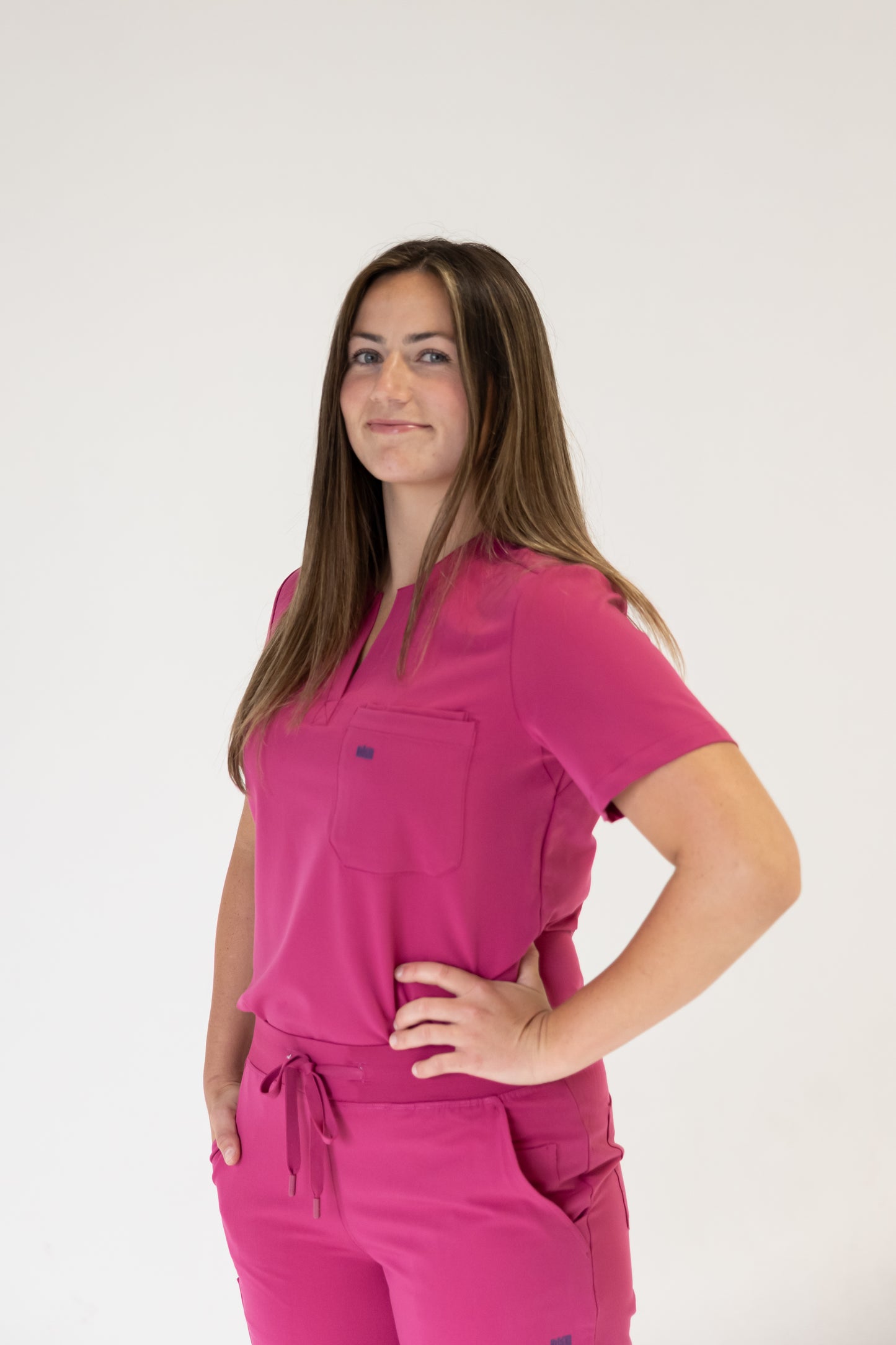 Women Crew Neck Scrub Top (Pink)