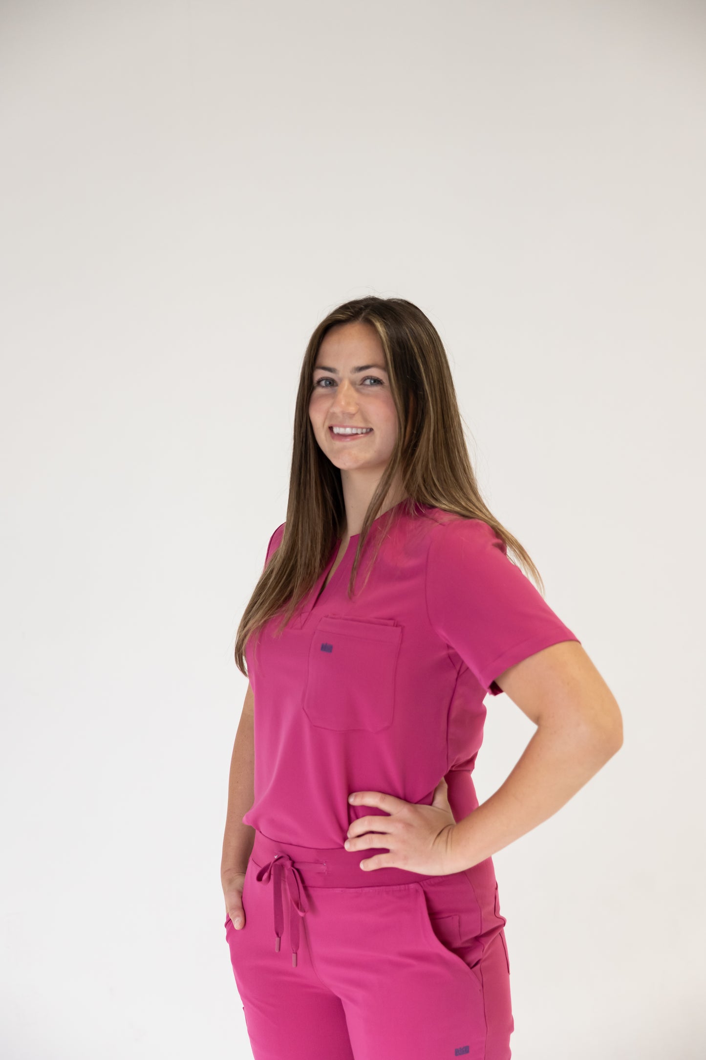 Women Crew Neck Scrub Top (Pink)