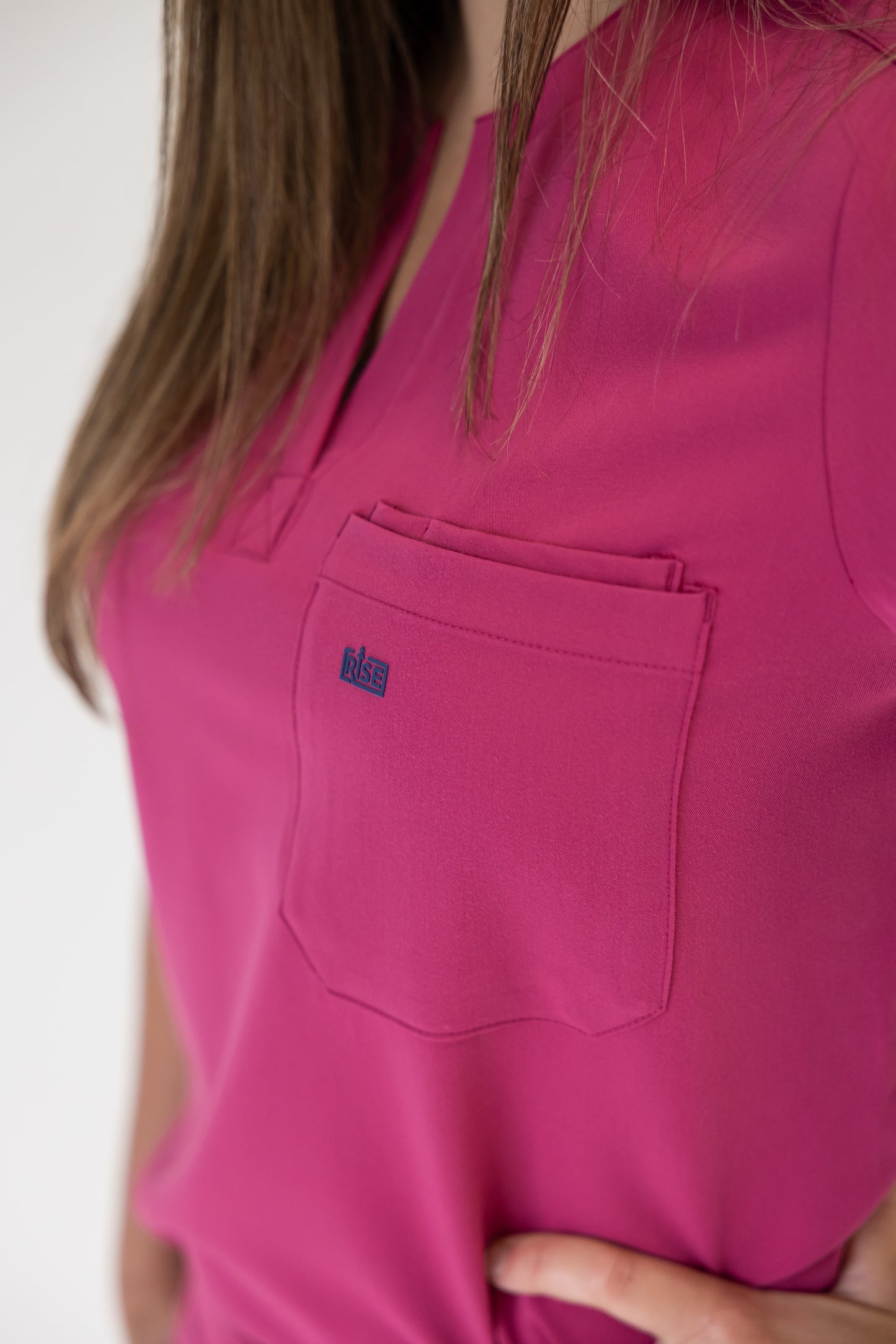 Women Crew Neck Scrub Top (Pink)