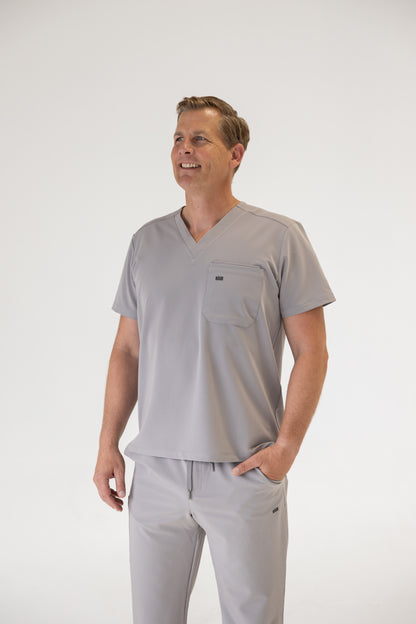 Men V-Neck Scrub Top (Gray)