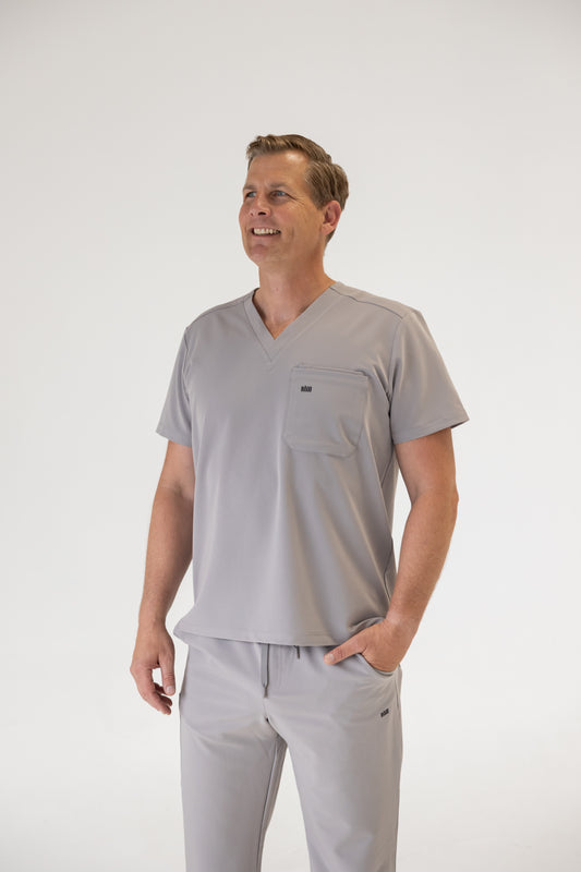 Men V-Neck Scrub Top (Gray)