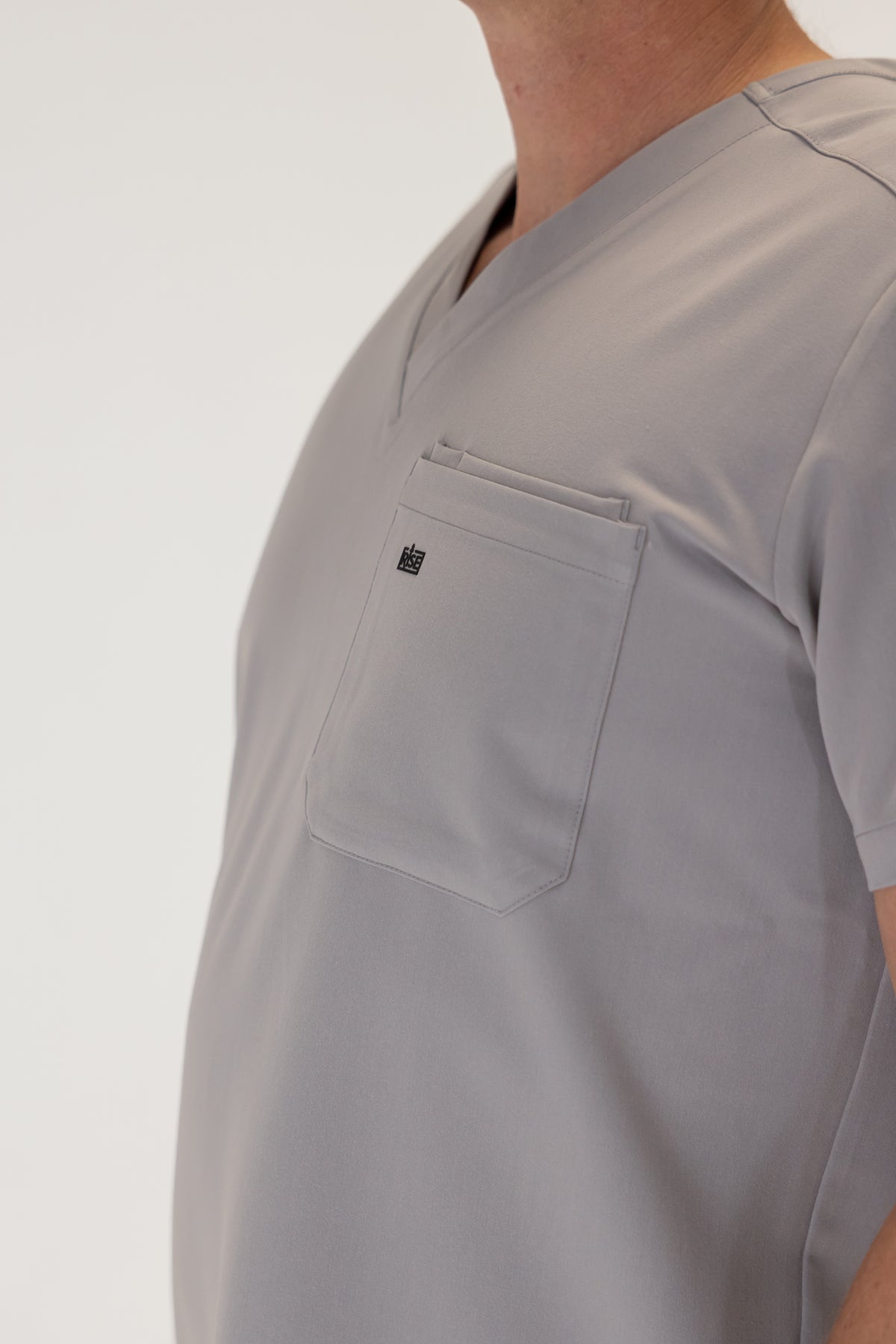 Men V-Neck Scrub Top (Gray)
