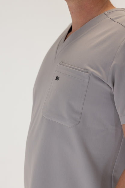 Men V-Neck Scrub Top (Gray)