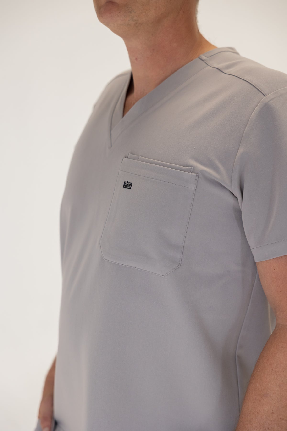 Men V-Neck Scrub Top (Gray)
