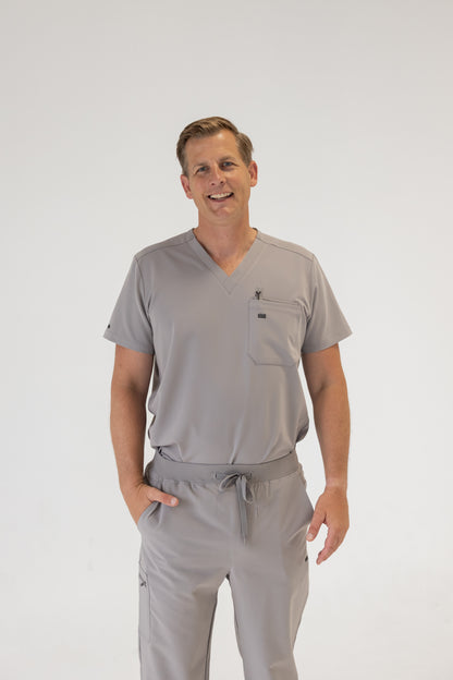 Men V-Neck Scrub Top (Gray)